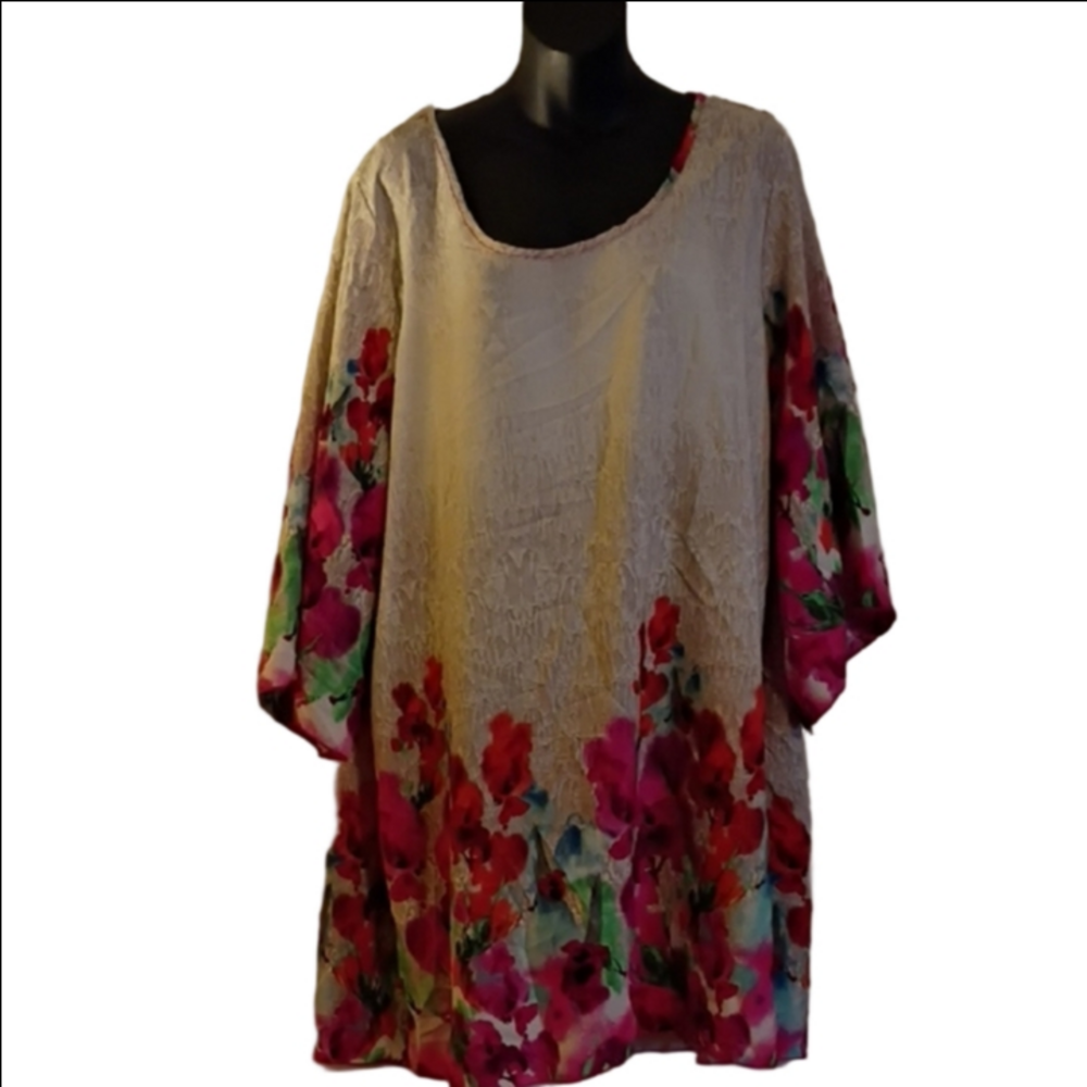 Auditions Floral Dress with Pink / Red and Cream . So Pretty For Spring. XL.